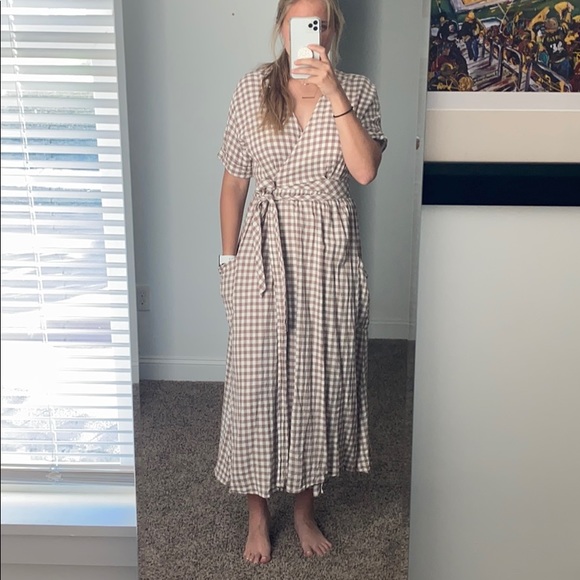 urban outfitters gingham wrap dress